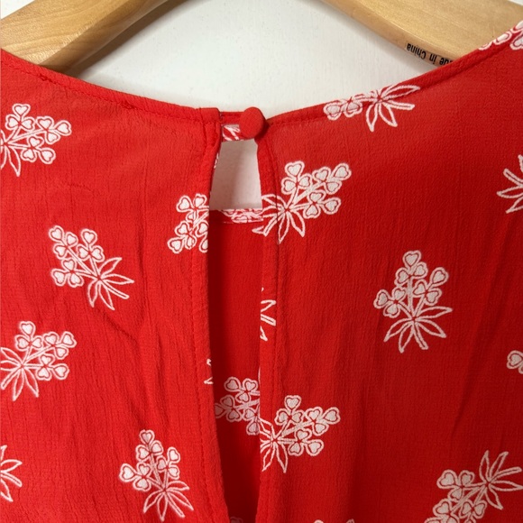 Ghost London red and white floral tie sleeve, short sleeve midi dress S - Picture 9 of 10